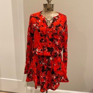 Karina Grimaldi Red Long Sleeve Mini Dress